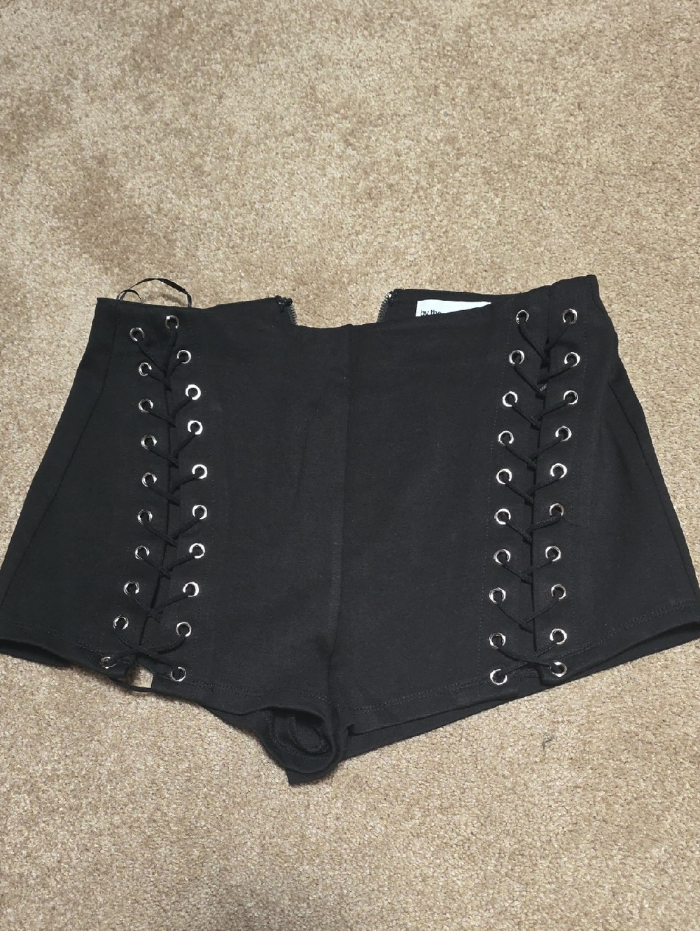 by the way. Black High-Waist Lace-Up Shorts